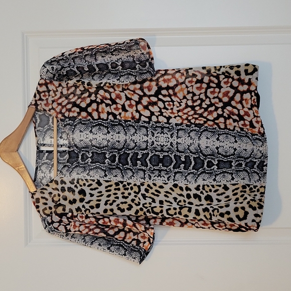 Express mixed animal print open back top - Picture 1 of 7